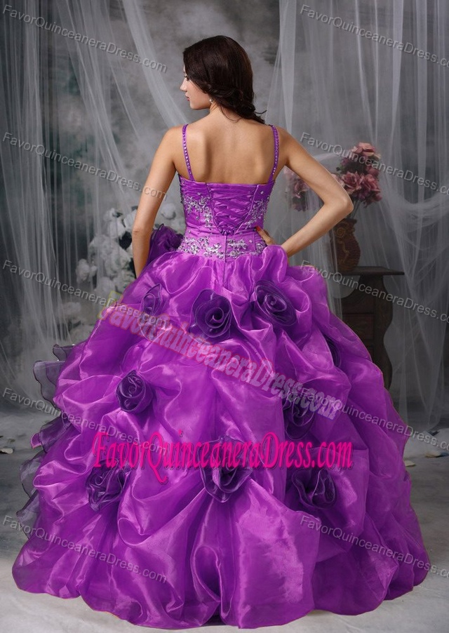 Dreamy Floor-length Organza Beaded Quinceanera Gown Dress in Purple